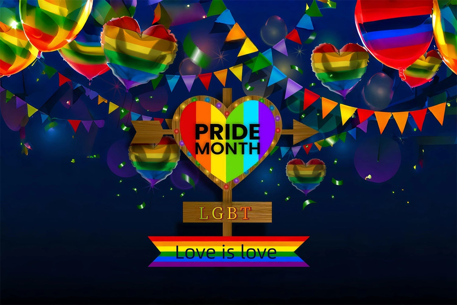 Pride Backdrop Balloon Midnight Celebration Backdrop UK GQ5-224