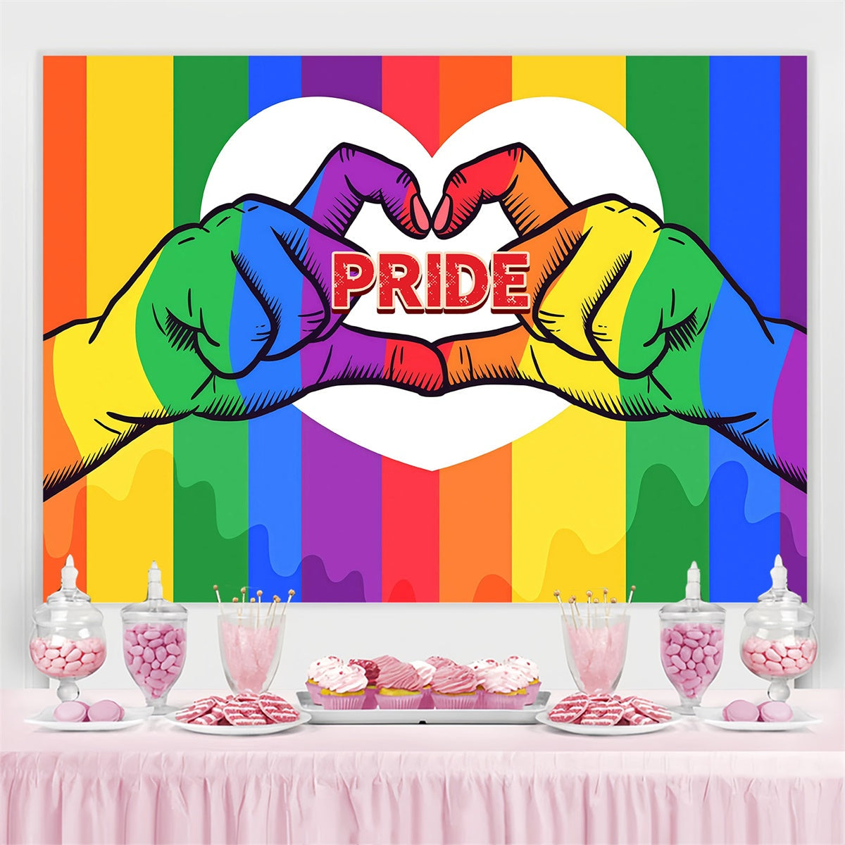Pride Backdrops Pride Power Heart Hands Backdrop UK GQ5-226
