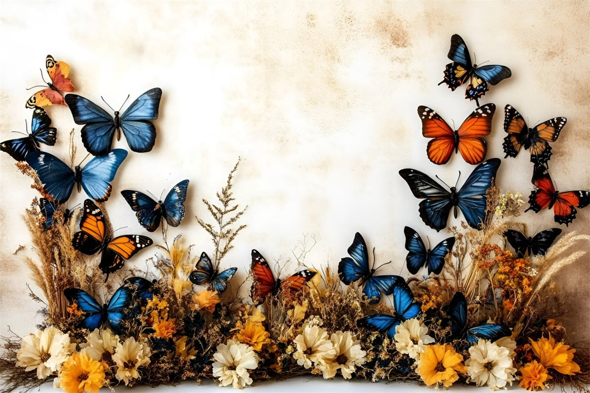Fall Photography Backdrops Rustic Flower Butterfly Backdrop UK GQ5-79