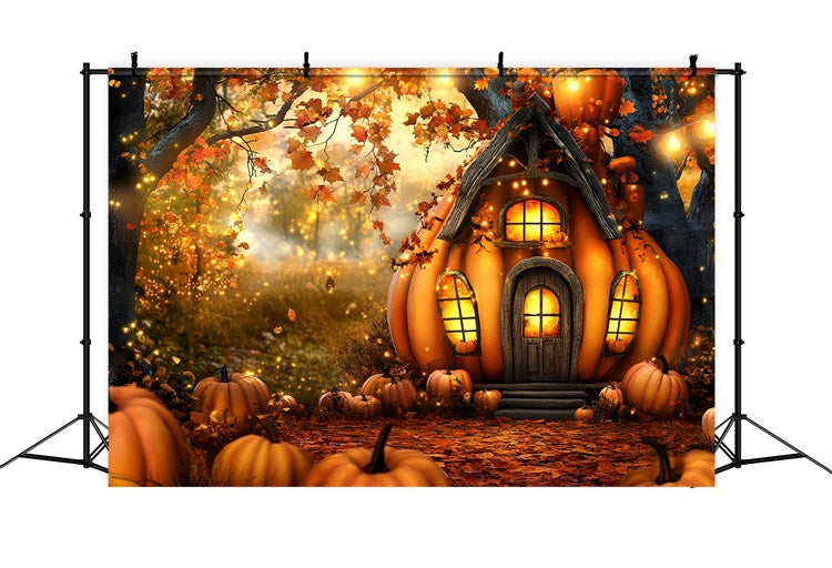 Fall Forest Backdrop Enchanted Pumpkin Cottage Backdrop UK GQ5-82