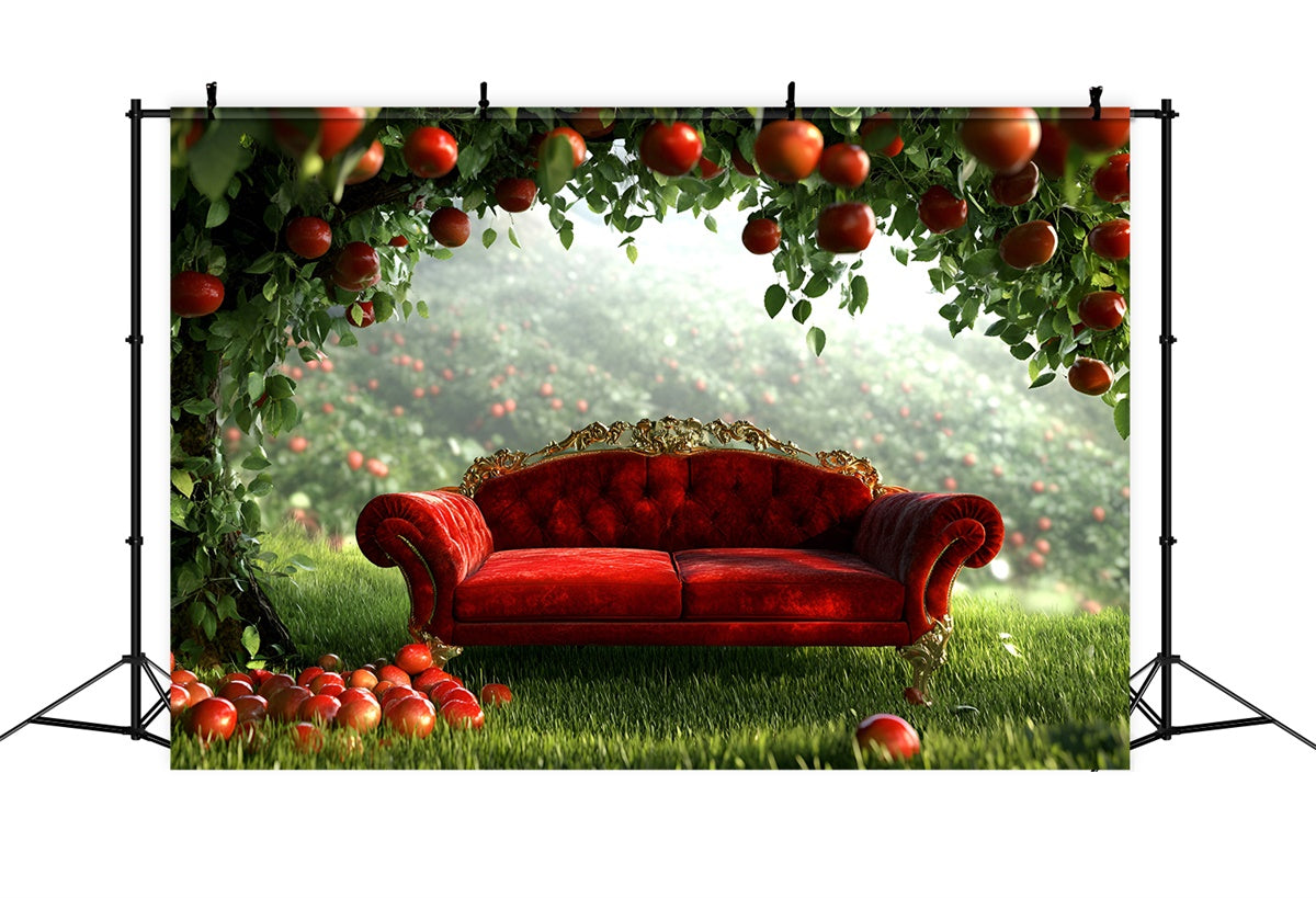 Fall Photo Backdrop Apple Orchard Red Sofa Backdrop UK GQ5-99