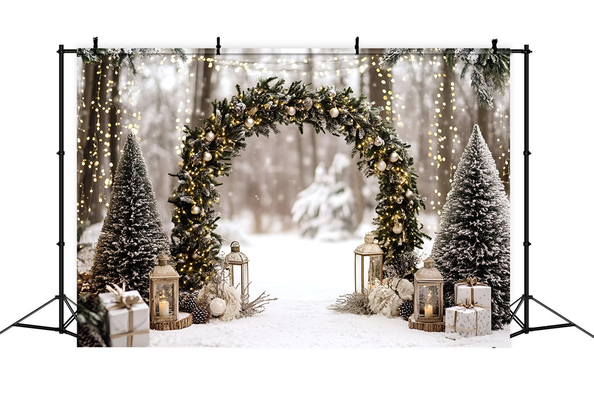 Christmas Backdrop Ideas Enchanted Evergreen Arch Backdrop UK GQ57-1