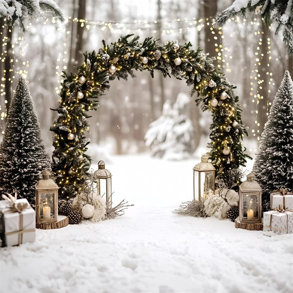 Christmas Backdrop Ideas Enchanted Evergreen Arch Backdrop UK GQ57-1