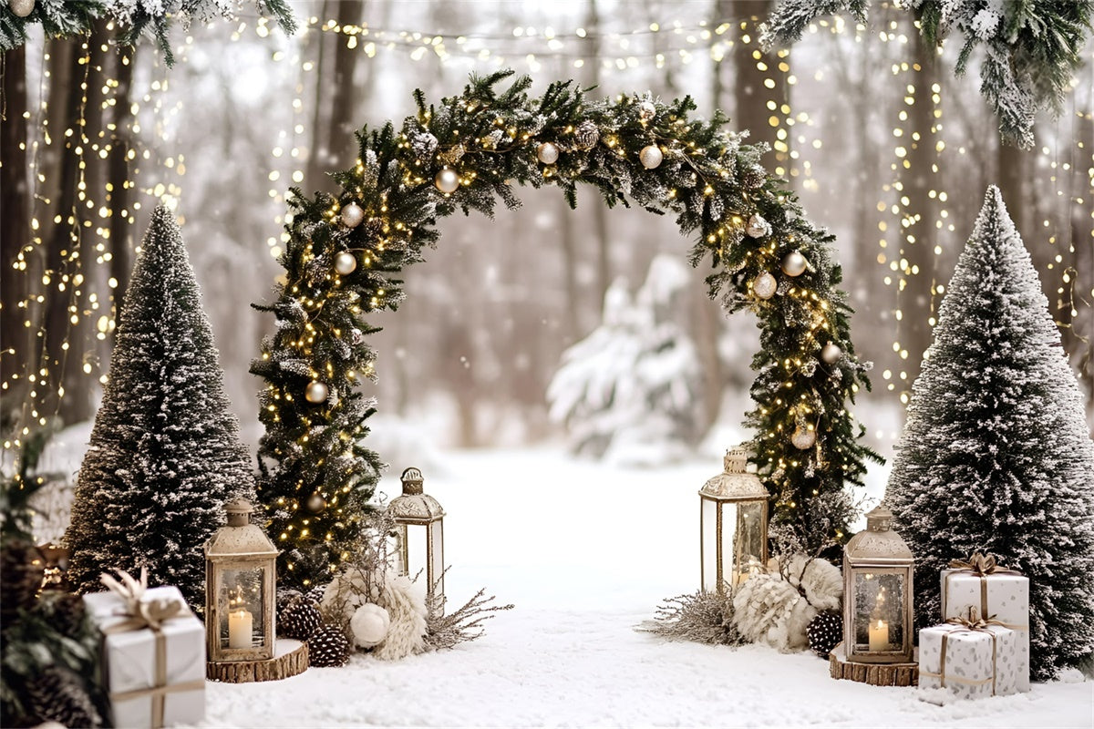 Christmas Backdrop Ideas Enchanted Evergreen Arch Backdrop UK GQ57-1