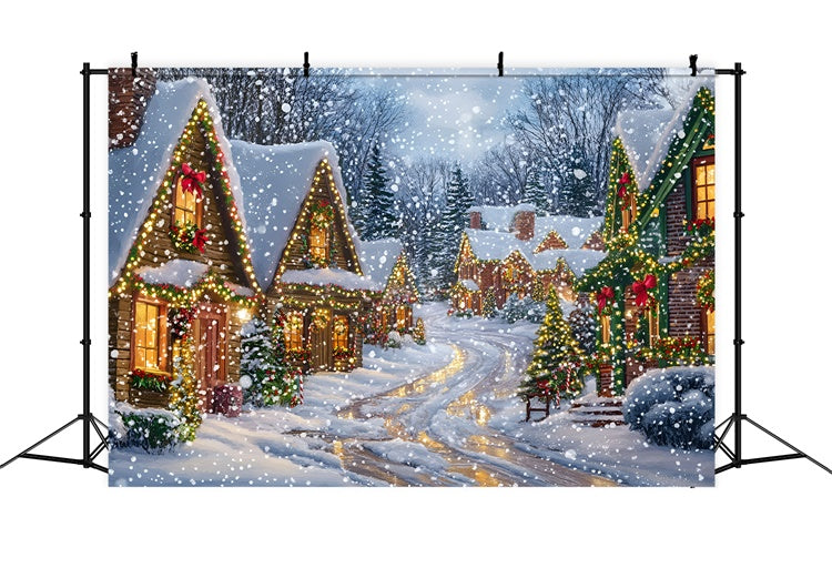 Christmas Village Backdrop Silent Night Snow Backdrop UK GQ57-10