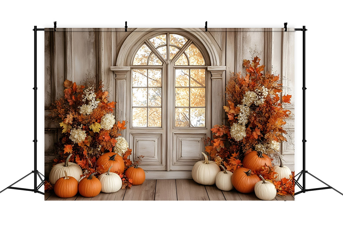 Autumn Photo Backdrop French Cottage Window Backdrop UK GQ57-101