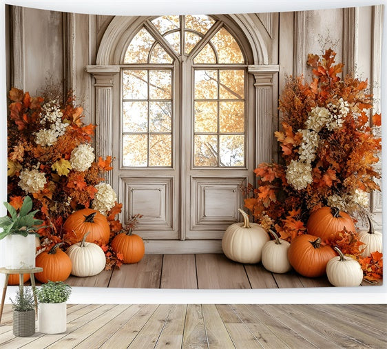 Autumn Photo Backdrop French Cottage Window Backdrop UK GQ57-101