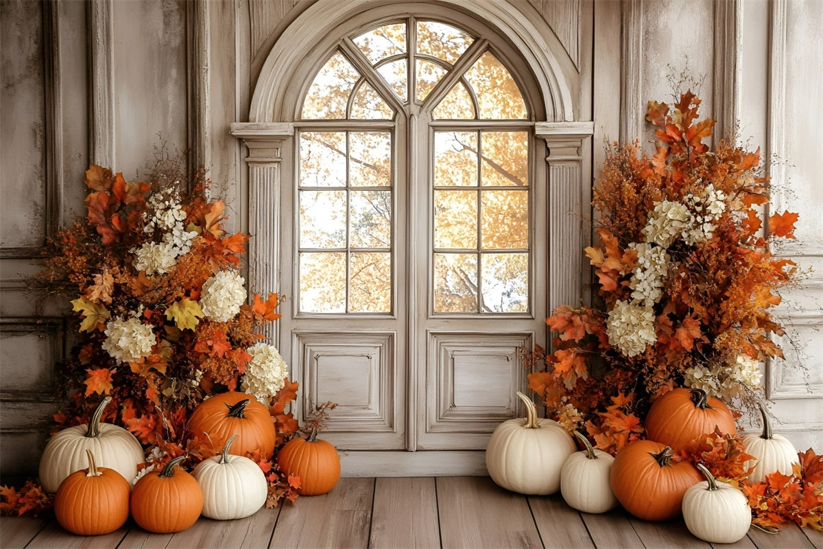 Autumn Photo Backdrop French Cottage Window Backdrop UK GQ57-101