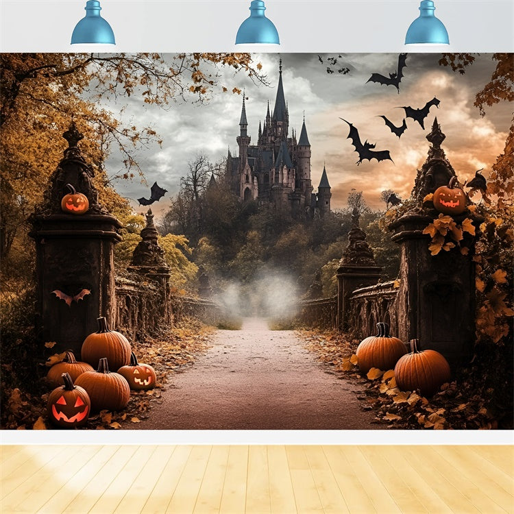 Autumn Backdrops Haunted Castle Halloween Backdrop UK GQ57-103