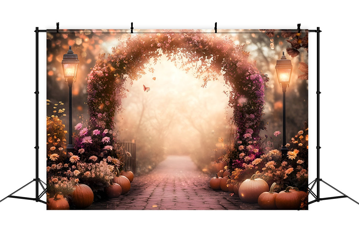 Fall Photo Backdrop Pumpkin Twilight Garden Backdrop UK GQ57-105