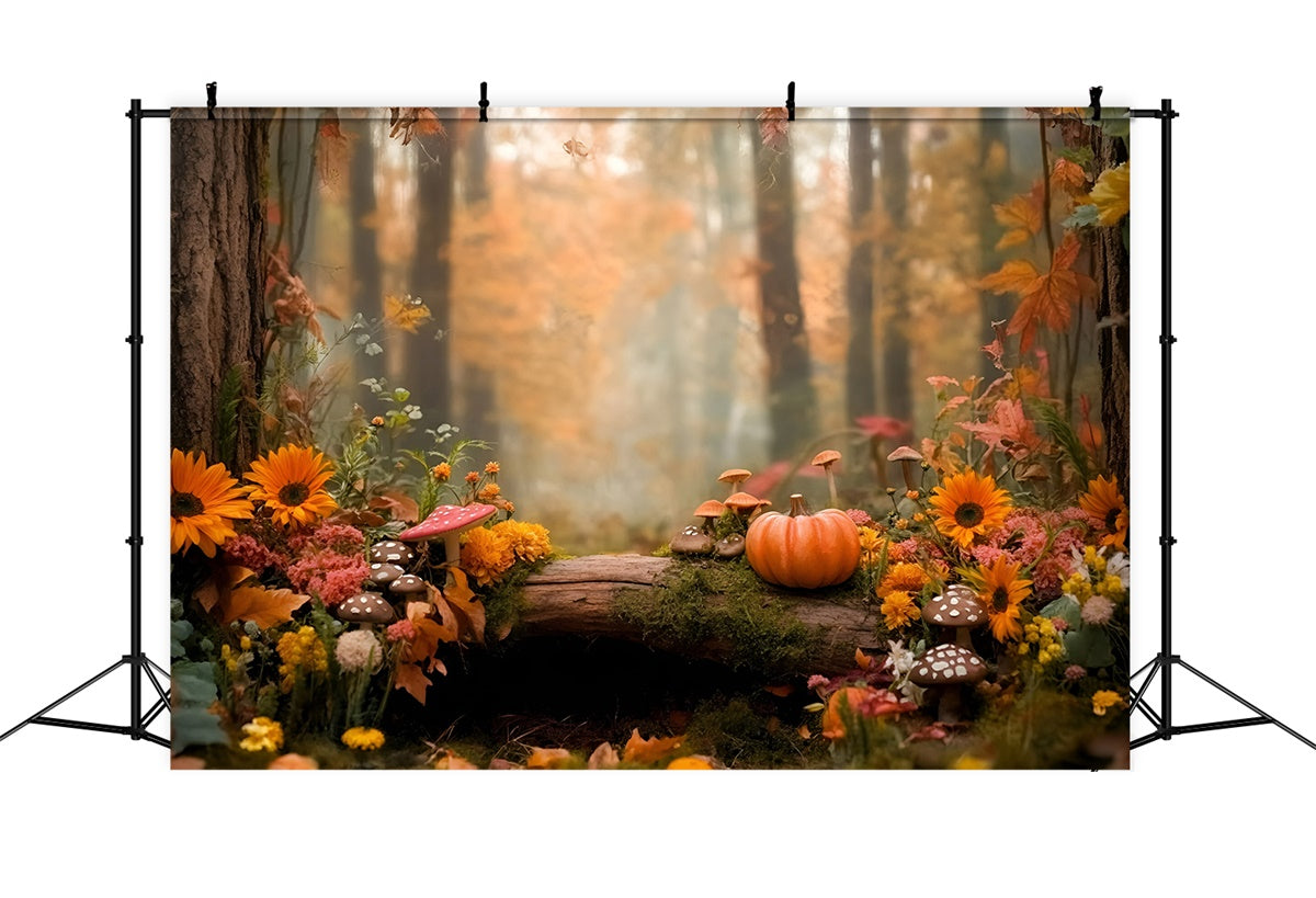 Fall Forest Backdrop Forest Fairyland Pumpkin Backdrop UK GQ57-109