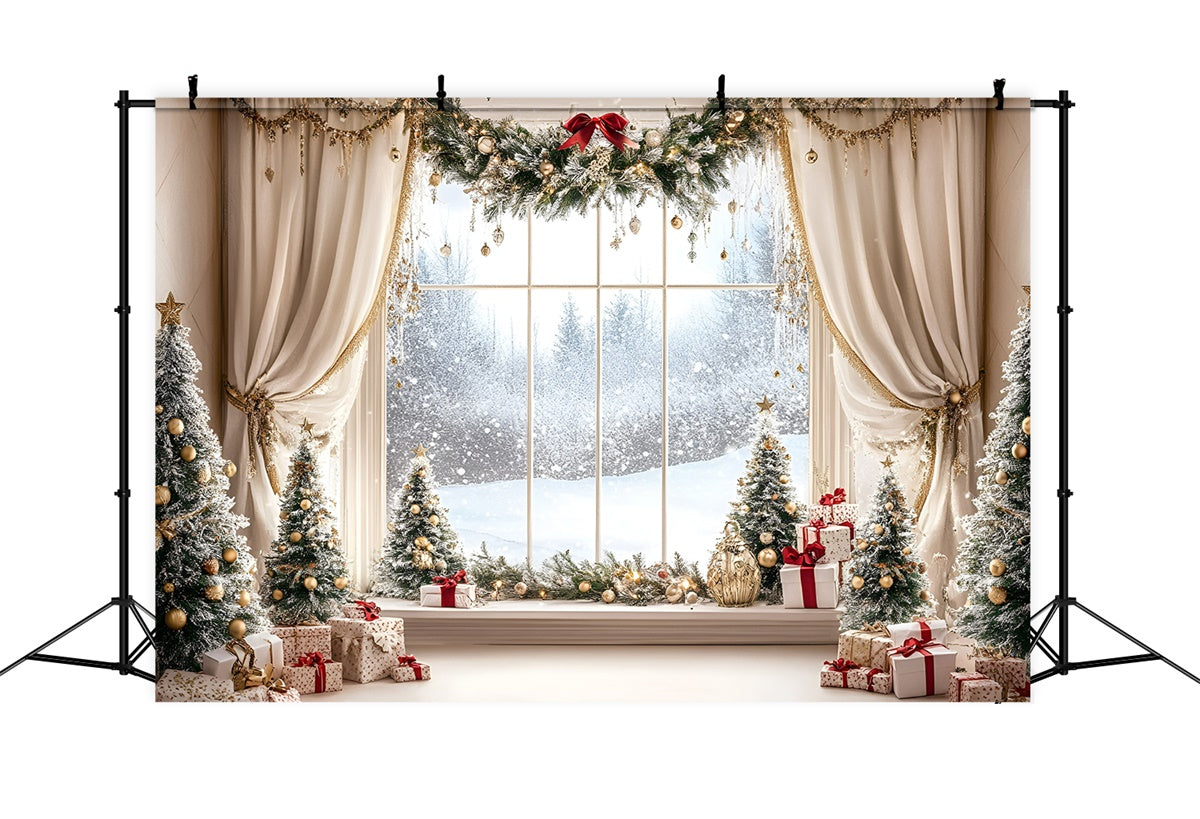 Christmas Backdrops Sale Festive Forest Window Backdrop UK GQ57-11