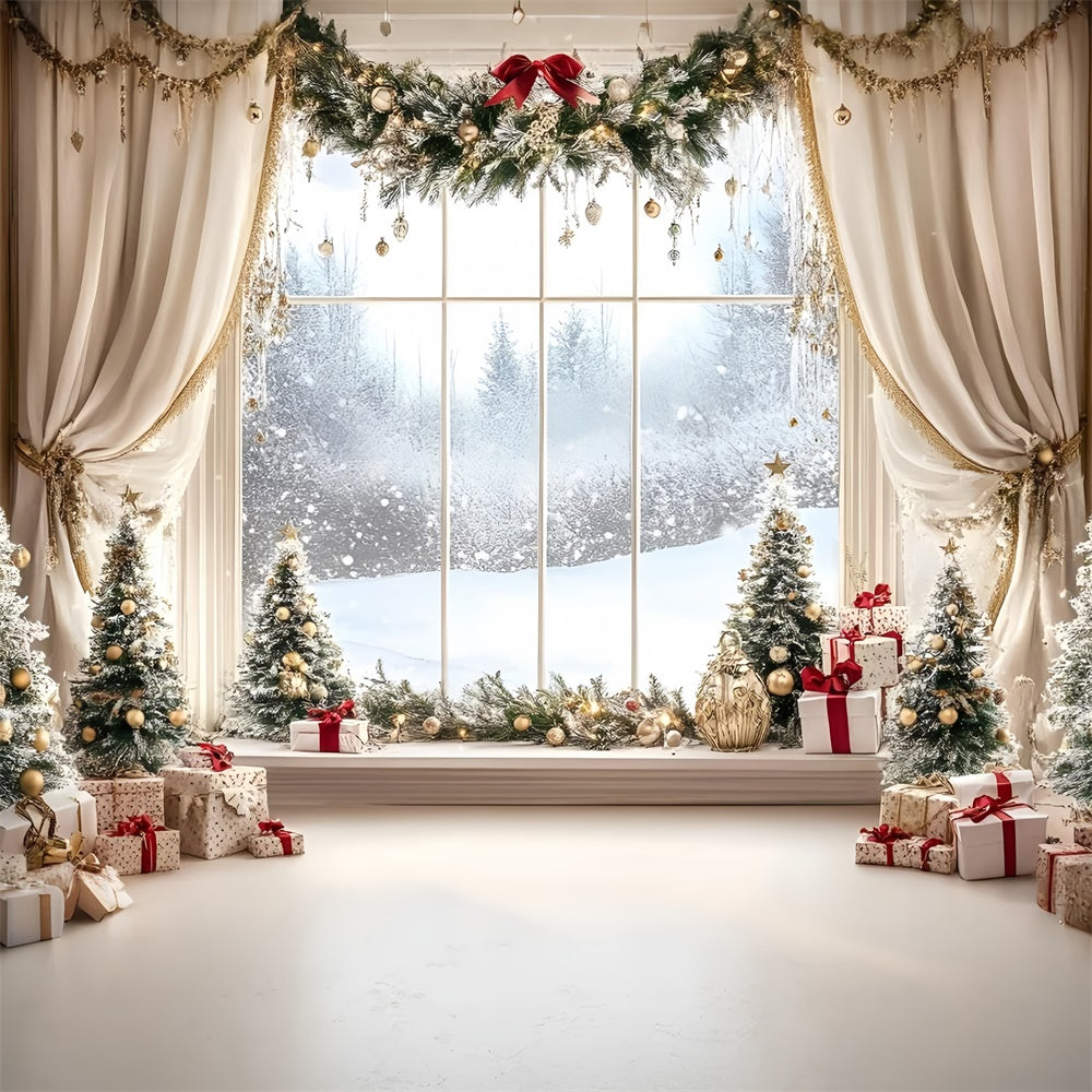 Christmas Backdrops Sale Festive Forest Window Backdrop UK GQ57-11