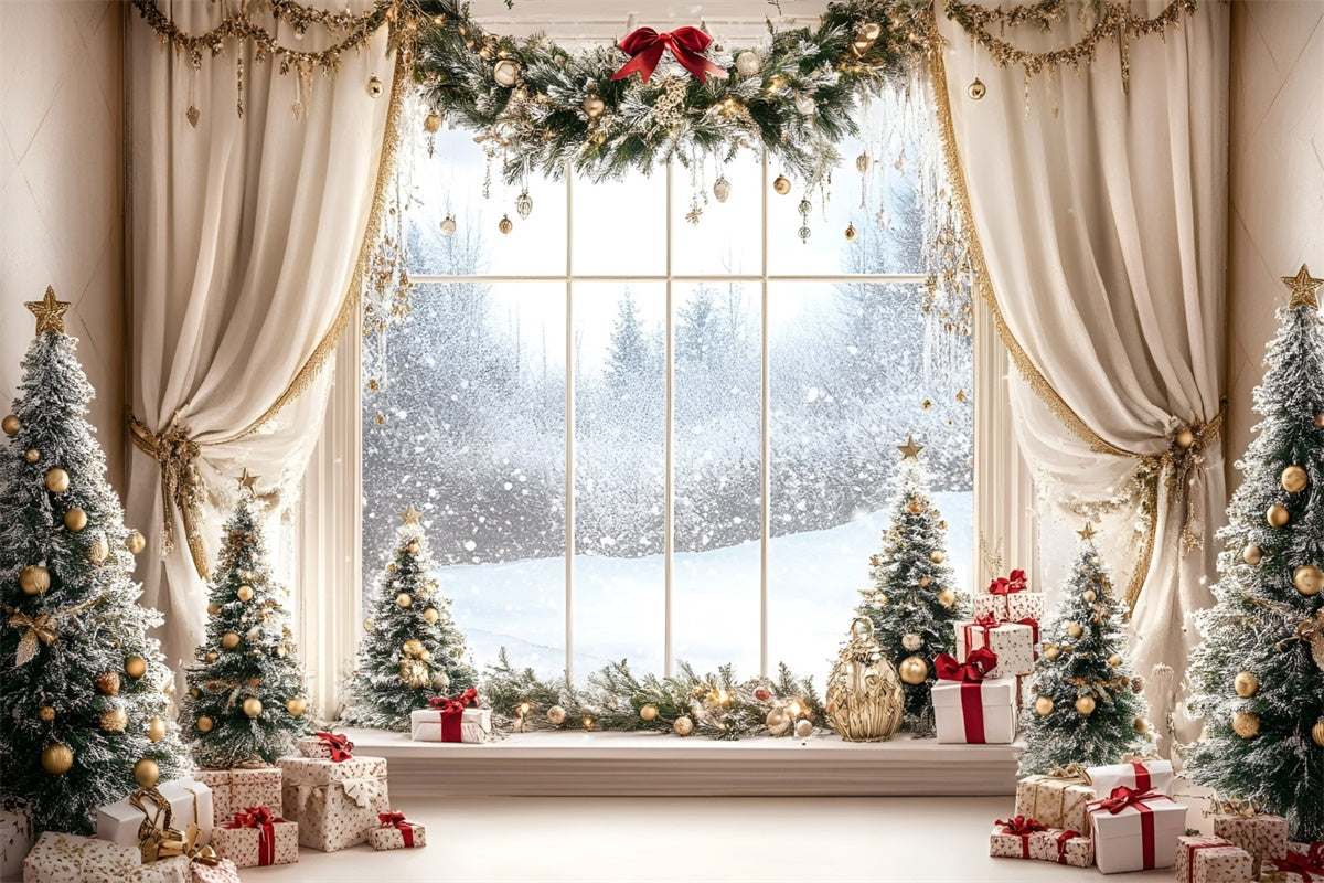 Christmas Backdrops Sale Festive Forest Window Backdrop UK GQ57-11