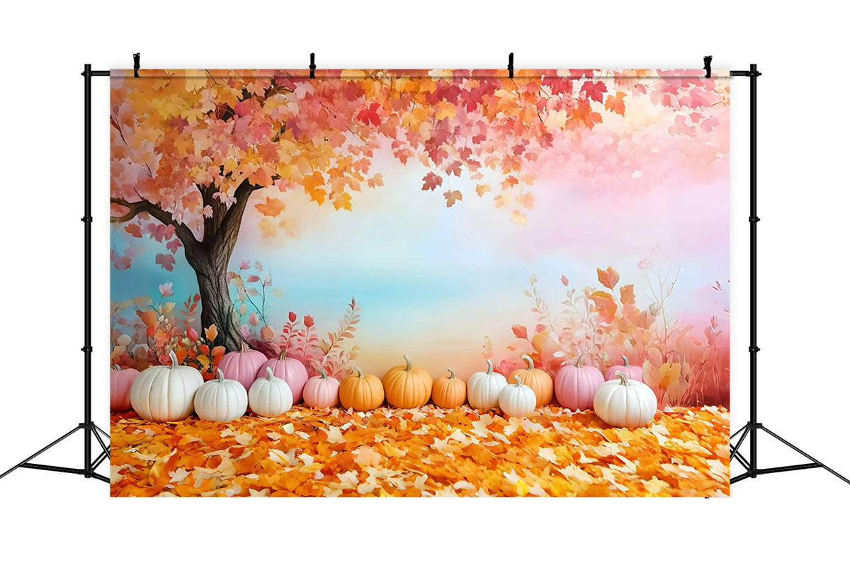 Autumn Leaves Backdrop Pastel Pumpkin Dreams Backdrop UK GQ57-111