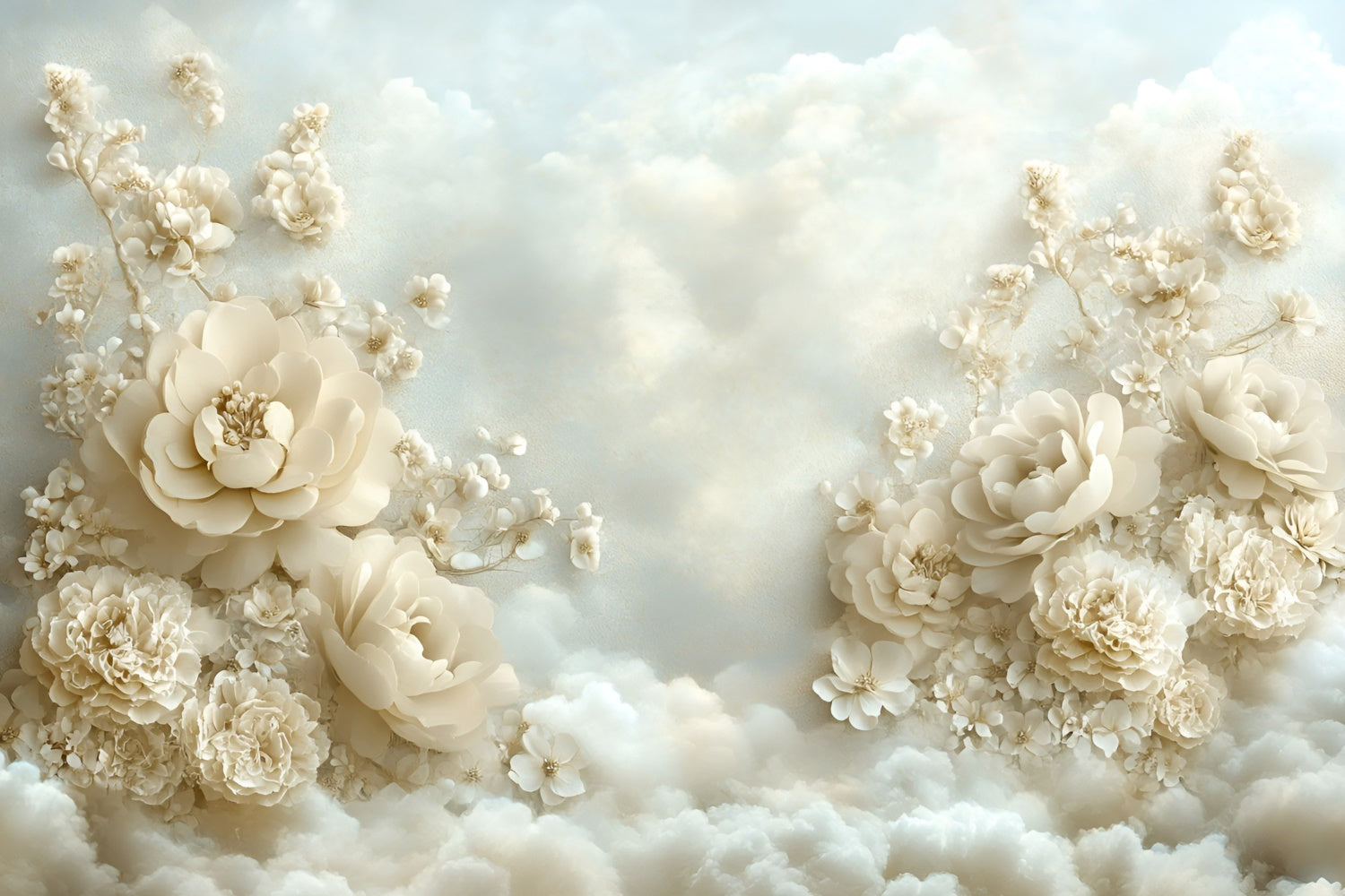 Cloud Photo Backdrop Floating Flowers Dream Backdrop UK GQ57-121