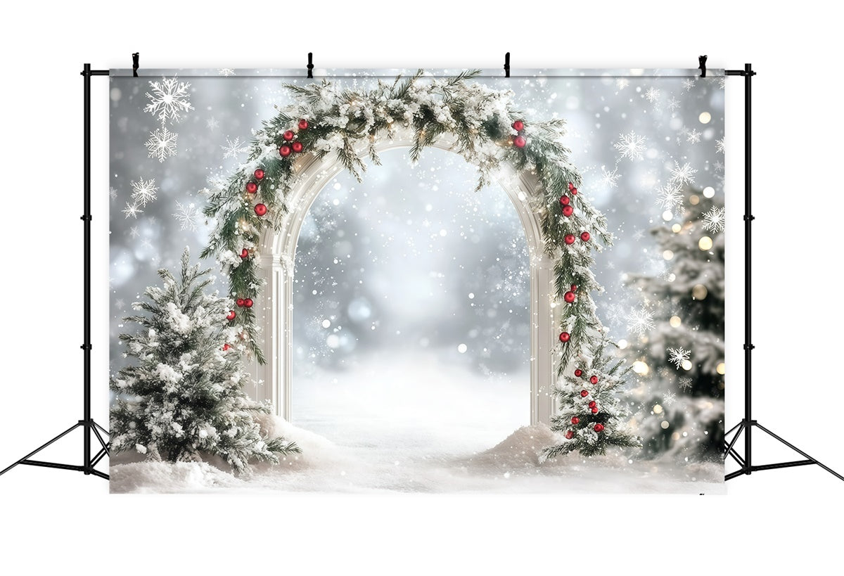 Winter Snow Backdrop Snowy Garland Arch Backdrop UK GQ57-139
