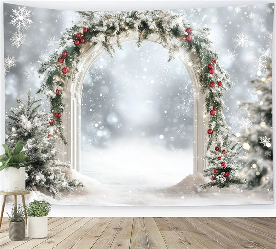 Winter Snow Backdrop Snowy Garland Arch Backdrop UK GQ57-139
