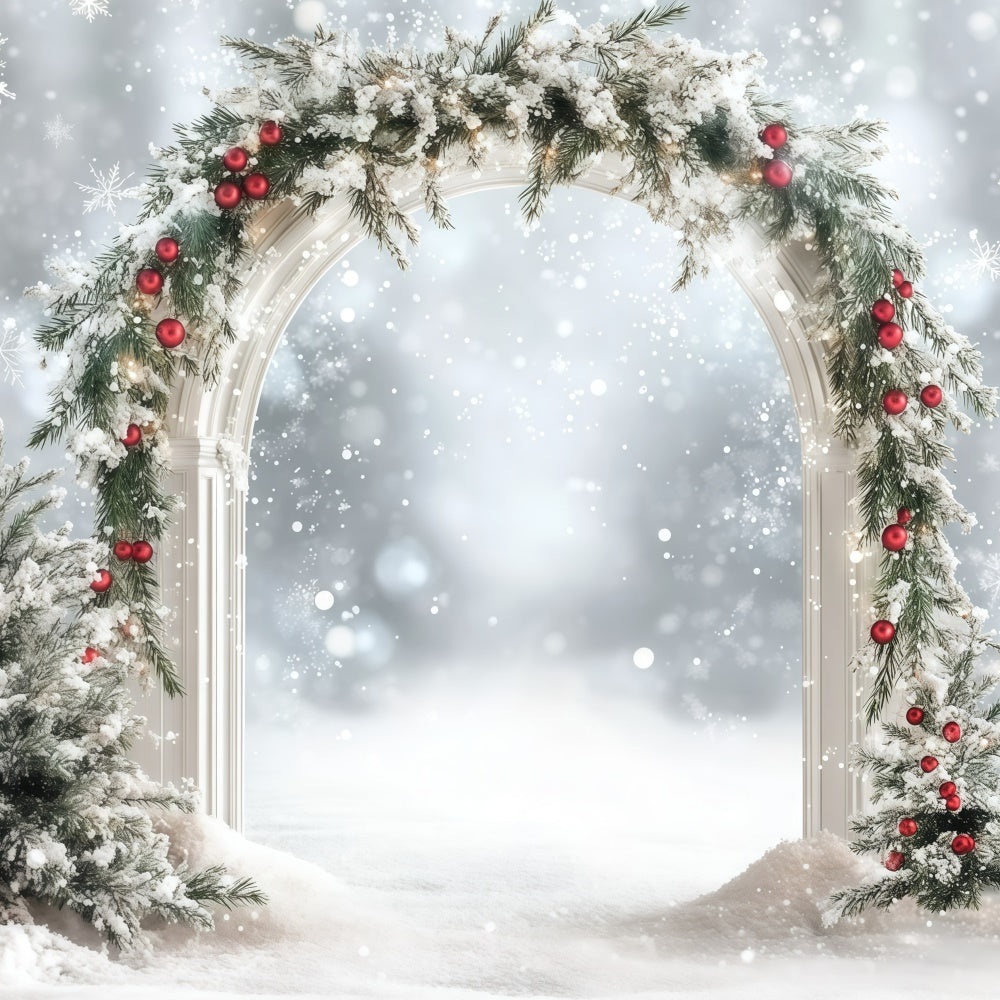 Winter Snow Backdrop Snowy Garland Arch Backdrop UK GQ57-139