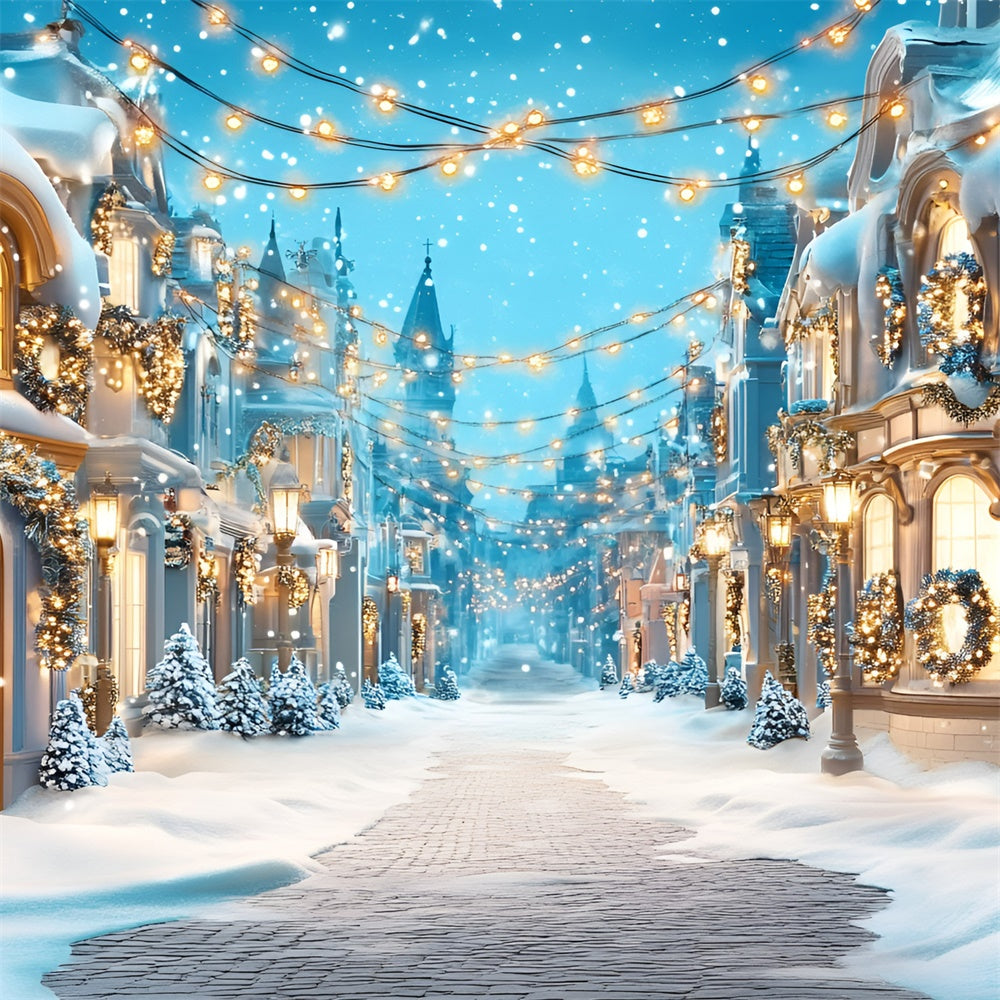 Winter Scene Backdrop Snowy Festive Street Backdrop UK GQ57-140