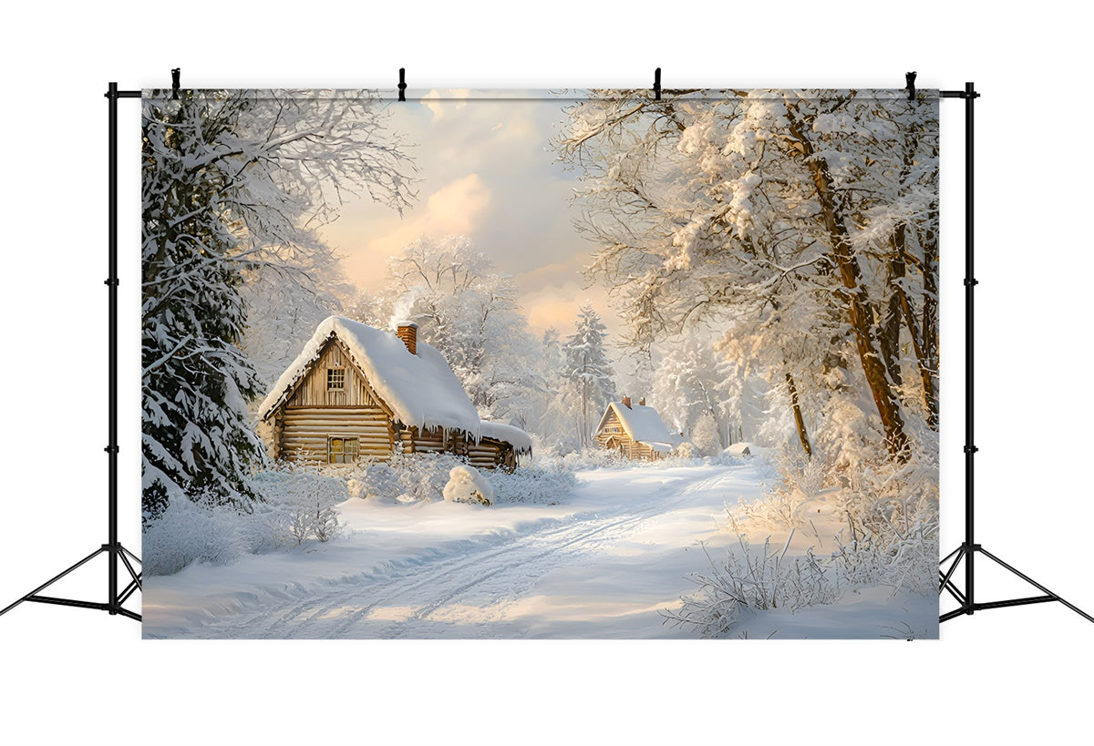 Snow Backdrop Frosty Morning Cottage Backdrop UK GQ57-141