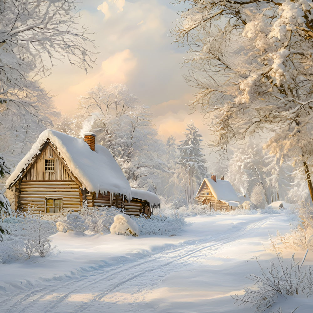 Snow Backdrop Frosty Morning Cottage Backdrop UK GQ57-141