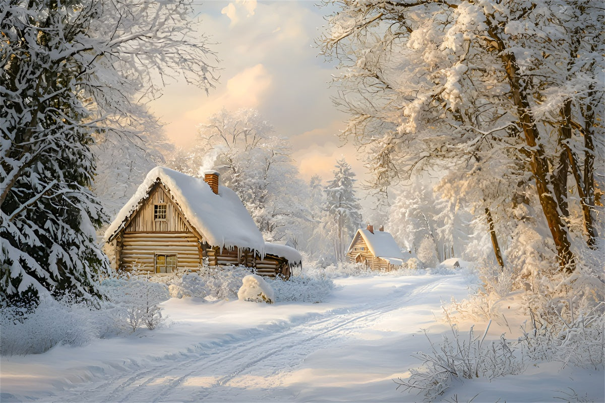 Snow Backdrop Frosty Morning Cottage Backdrop UK GQ57-141