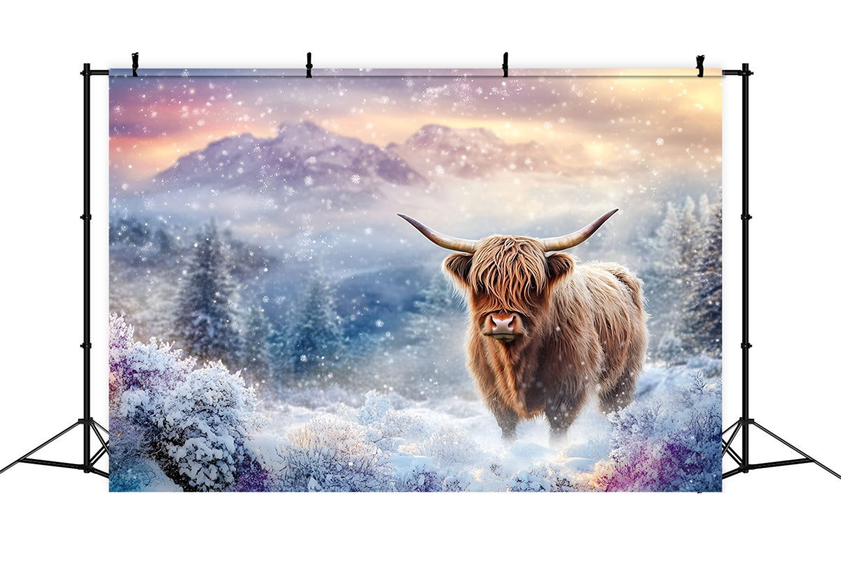Snowflake Backdrop Frozen Meadow Bull Backdrop UK GQ57-143