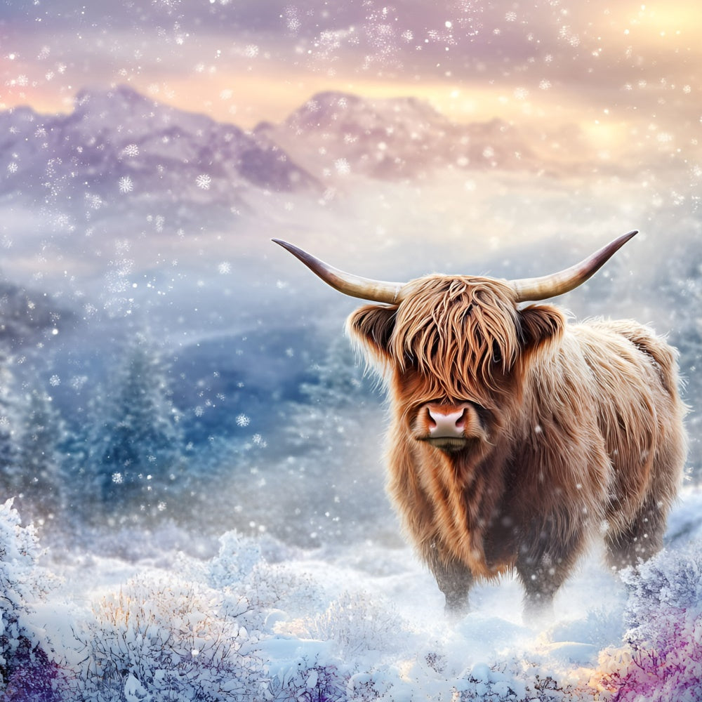 Snowflake Backdrop Frozen Meadow Bull Backdrop UK GQ57-143