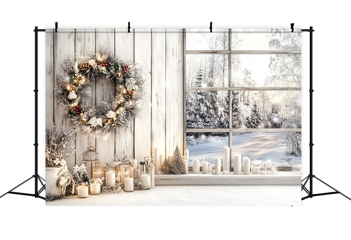 Winter Scene Backdrop Rustic Winter Wreath Backdrop UK GQ57-145