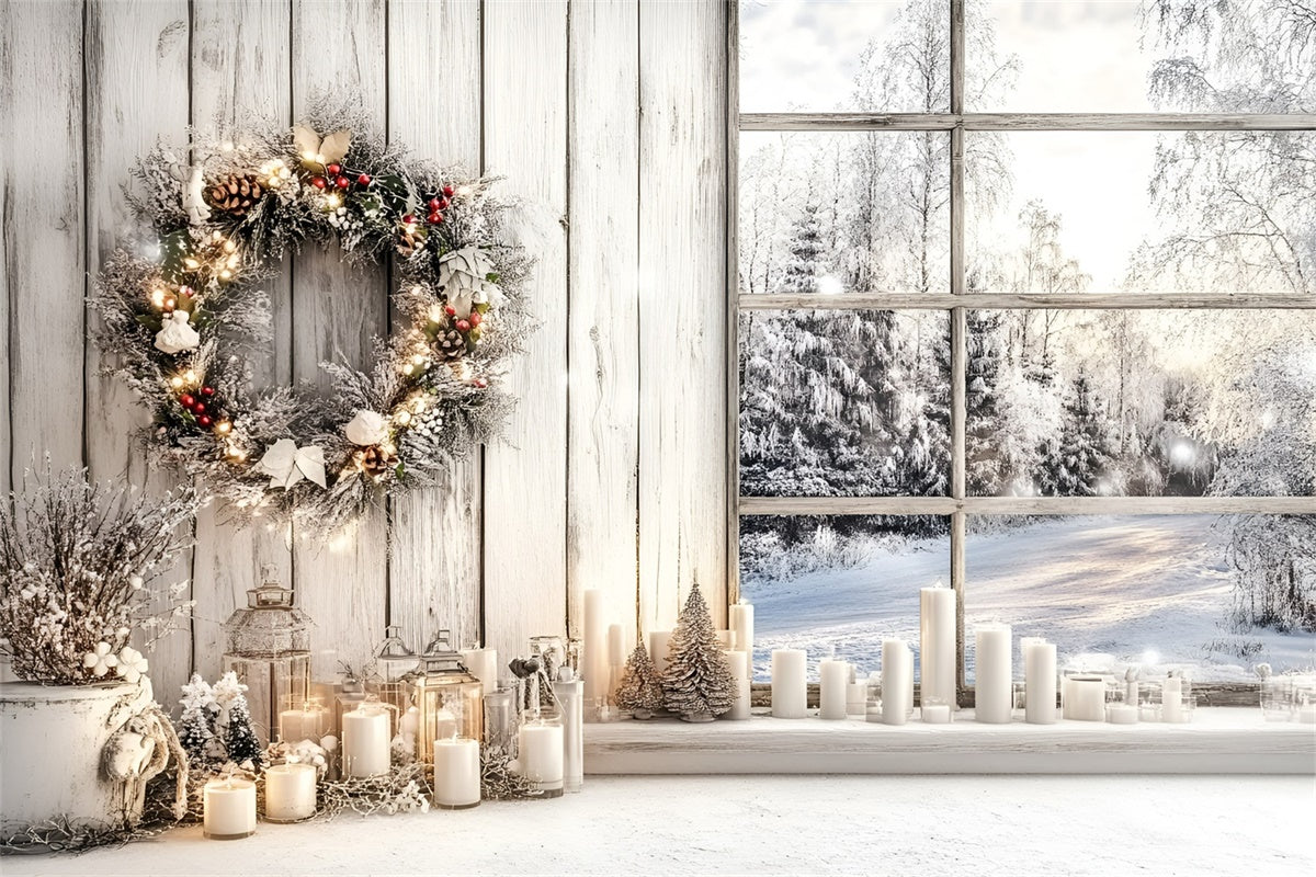 Winter Scene Backdrop Rustic Winter Wreath Backdrop UK GQ57-145