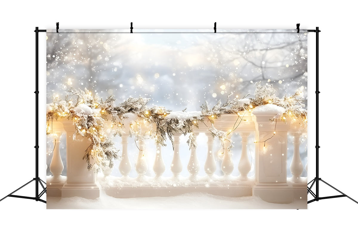 Winter Snow Backdrop Winter Terrace Lights Backdrop UK GQ57-146