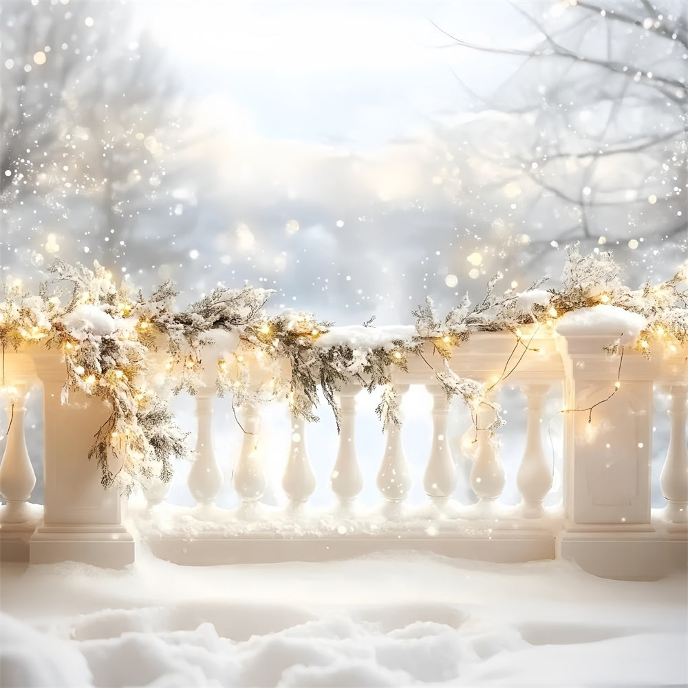 Winter Snow Backdrop Winter Terrace Lights Backdrop UK GQ57-146