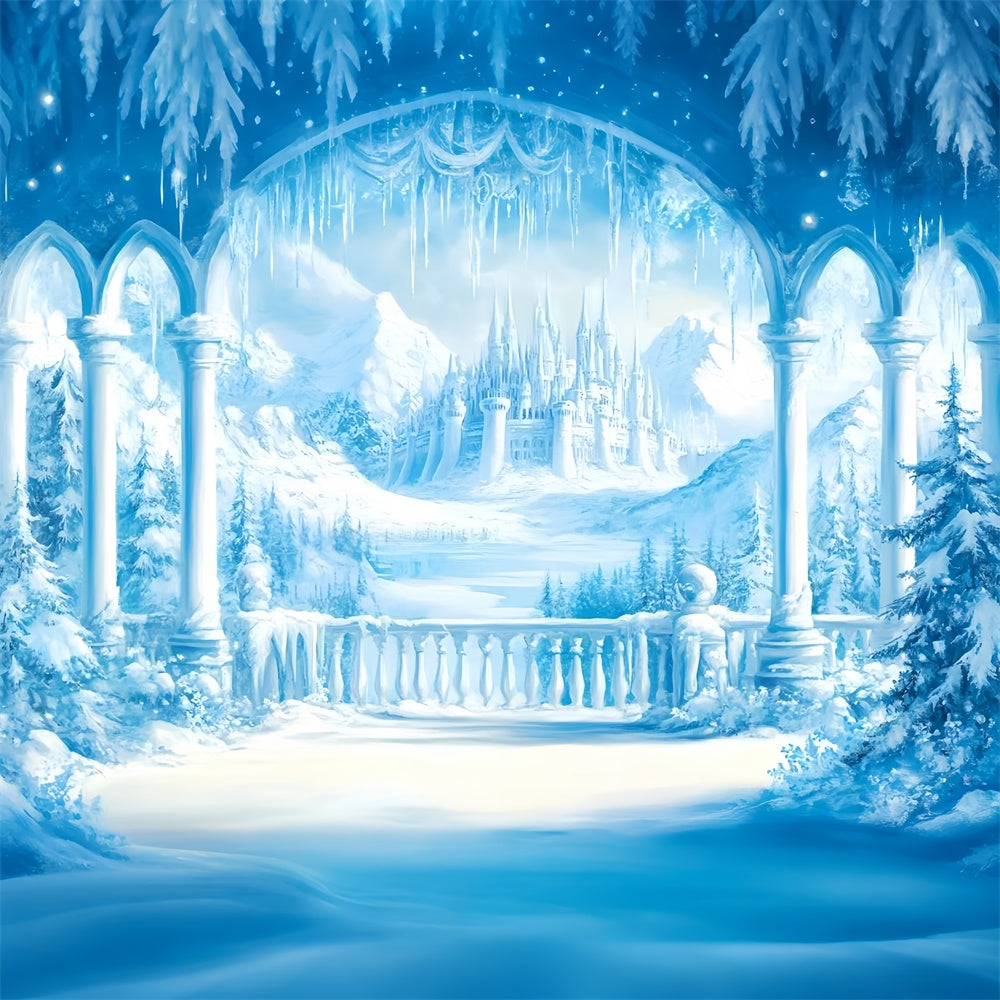 Frozen Castle Backdrop Snow Palace Winter Backdrops UK GQ57-147