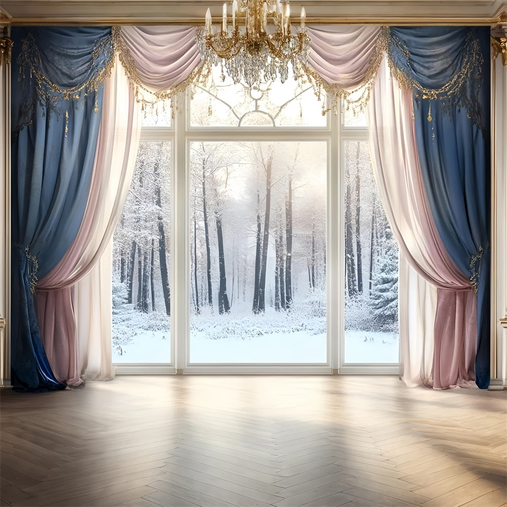 Winter Photo Backdrop Grand Hall Snow Window Backdrop UK GQ57-148