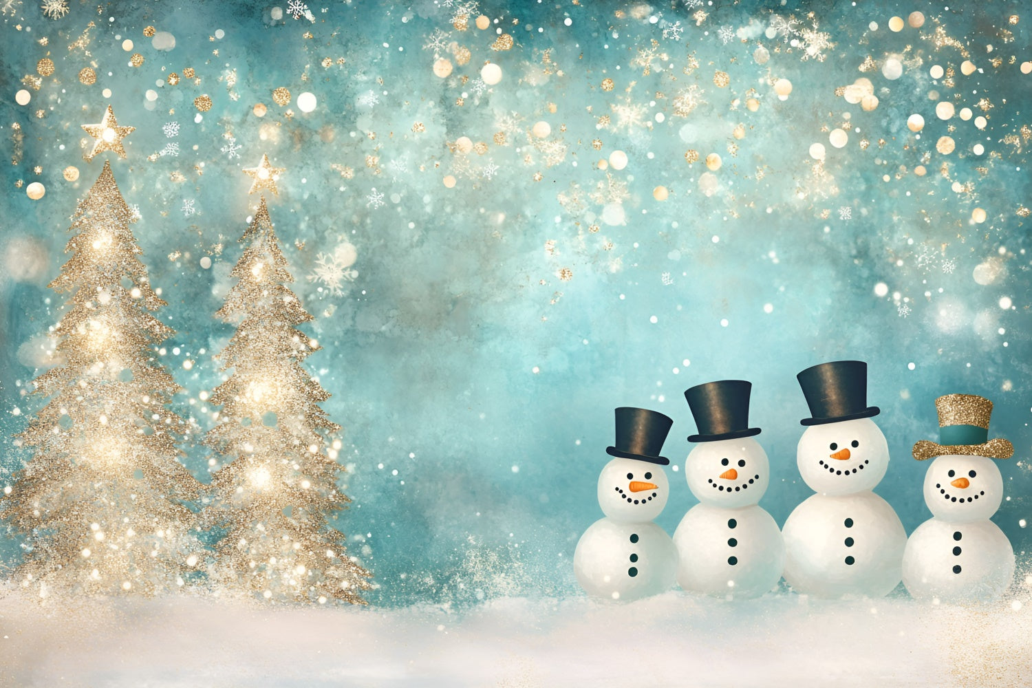 Winter Backdrops Glitter Snowman Parade Backdrop UK GQ57-149