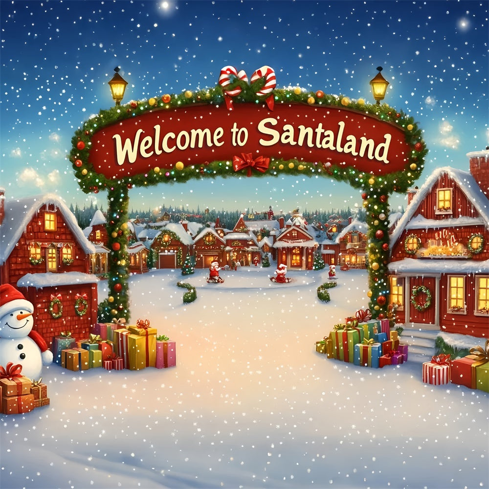 Christmas Village Backdrop Magical Winter Street Backdrop UK GQ57-15