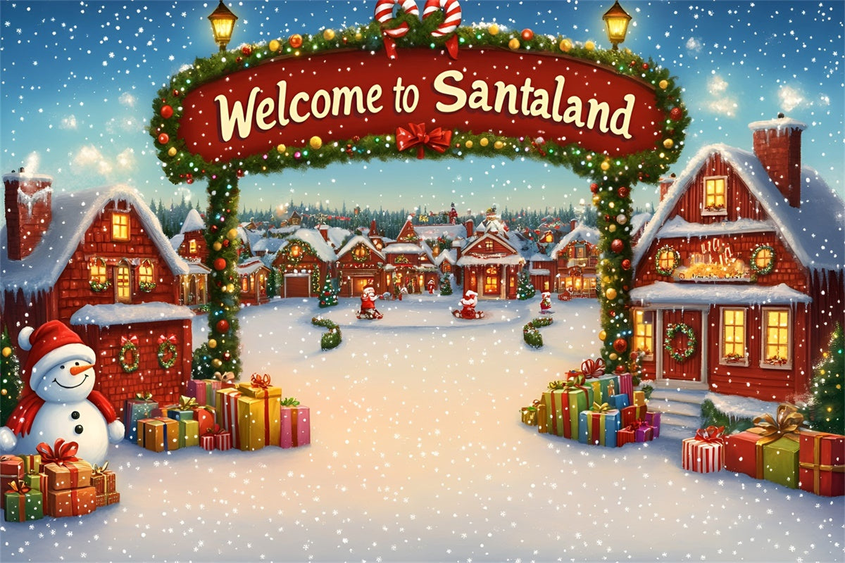 Christmas Village Backdrop Magical Winter Street Backdrop UK GQ57-15