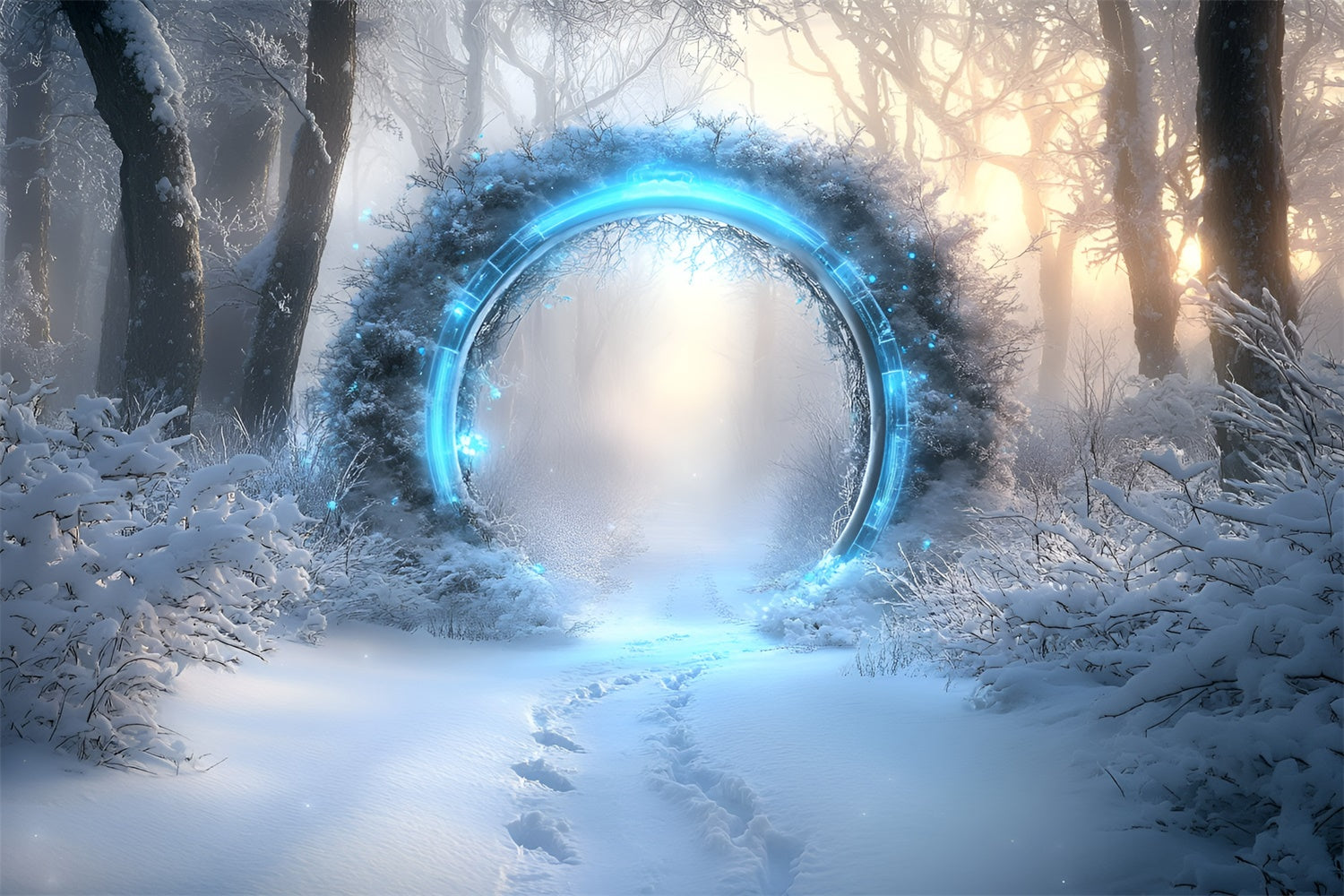 Winter Backdrop Photography Glowing Magic Arch Backdrop UK GQ57-153