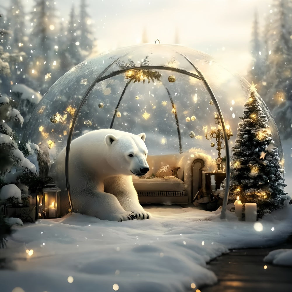 Snow Globe Backdrop Polar Bear Enchanted Backdrop UK GQ57-154