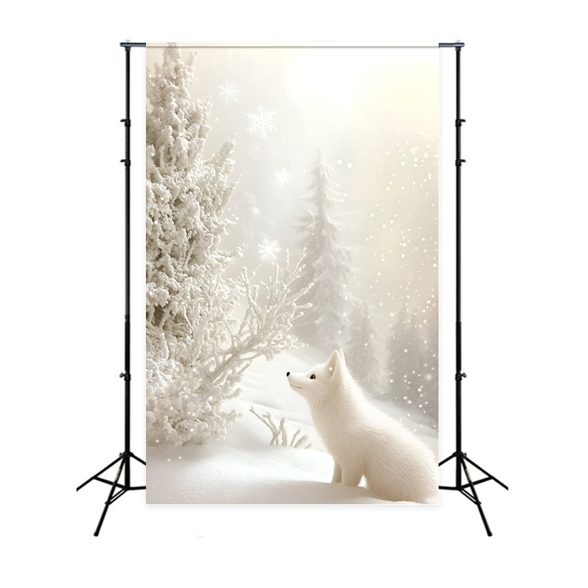 Snowflake Backdrop White Fox Winter Glow Backdrop UK GQ57-156