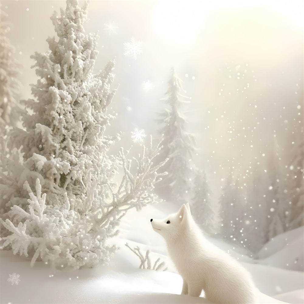 Snowflake Backdrop White Fox Winter Glow Backdrop UK GQ57-156