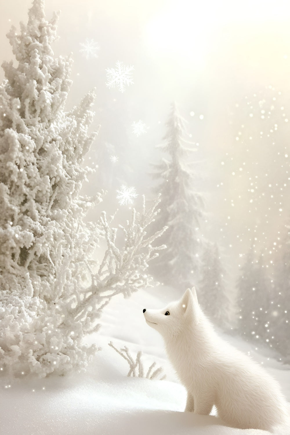 Snowflake Backdrop White Fox Winter Glow Backdrop UK GQ57-156