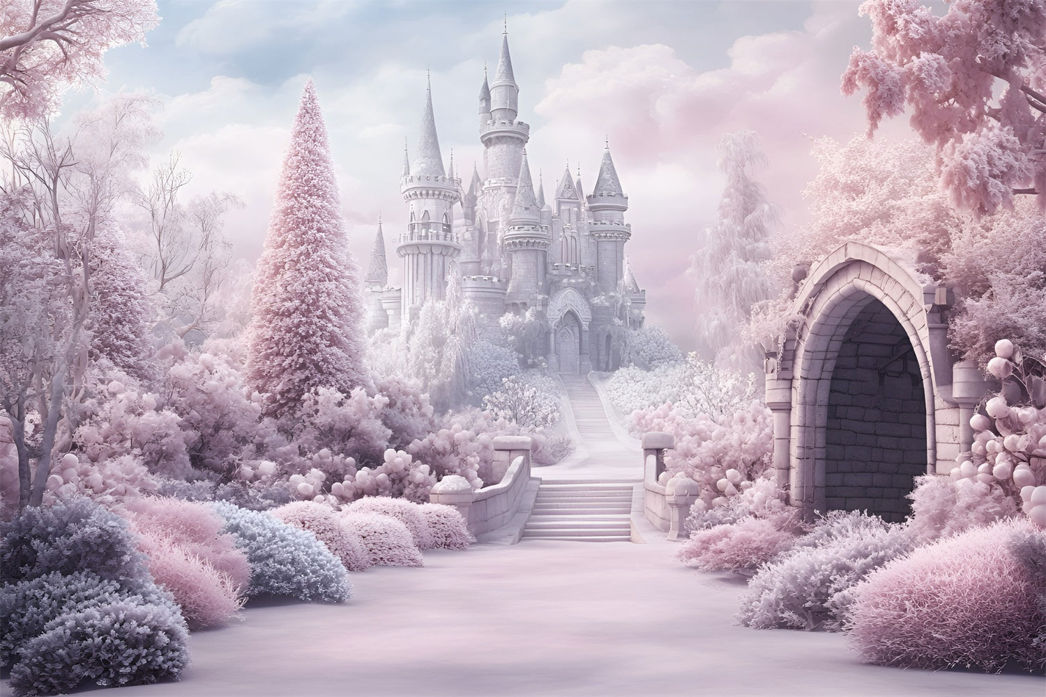 Winter Backdrop Photography Blush Winter Castle Backdrop UK GQ57-157