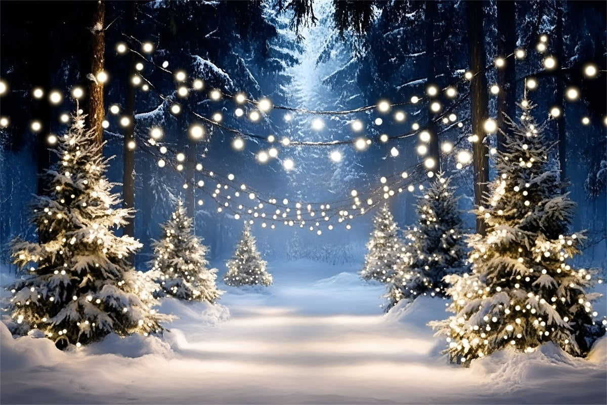 Winter Photo Backdrop Winter Tree Light Path Backdrop UK GQ57-159