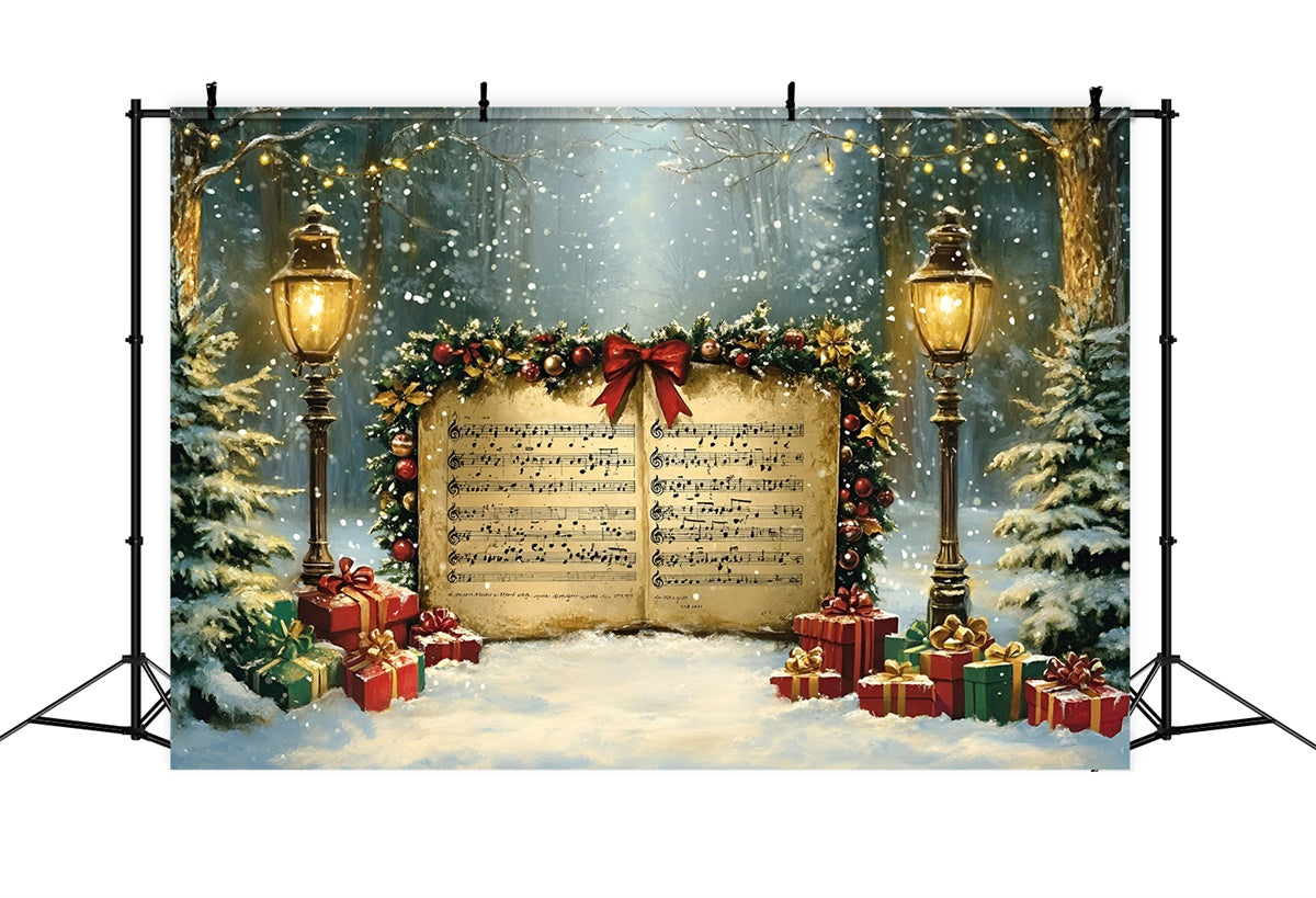 Christmas Photo Backdrops Snowy Night Caroling Backdrop UK GQ57-16