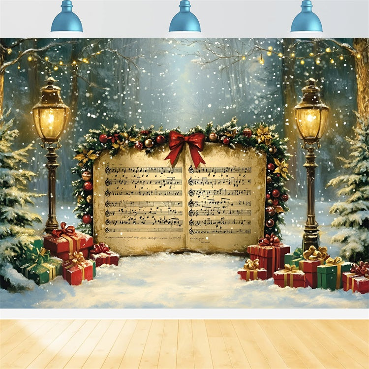 Christmas Photo Backdrops Snowy Night Caroling Backdrop UK GQ57-16