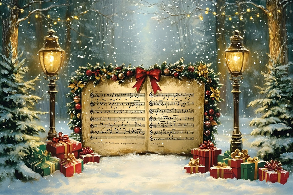 Christmas Photo Backdrops Snowy Night Caroling Backdrop UK GQ57-16