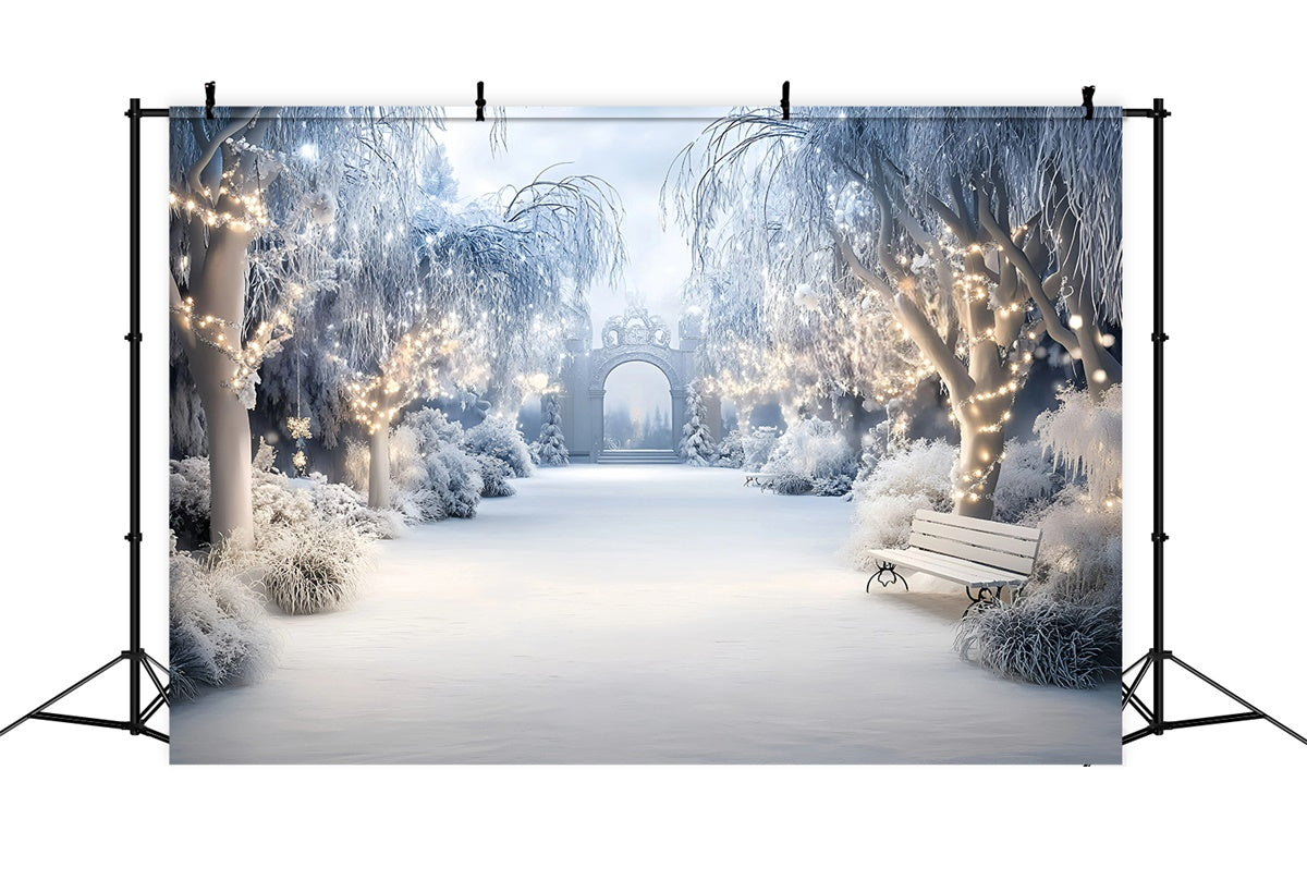 Snowy Backdrop Enchanted Winter Garden Backdrop UK GQ57-162