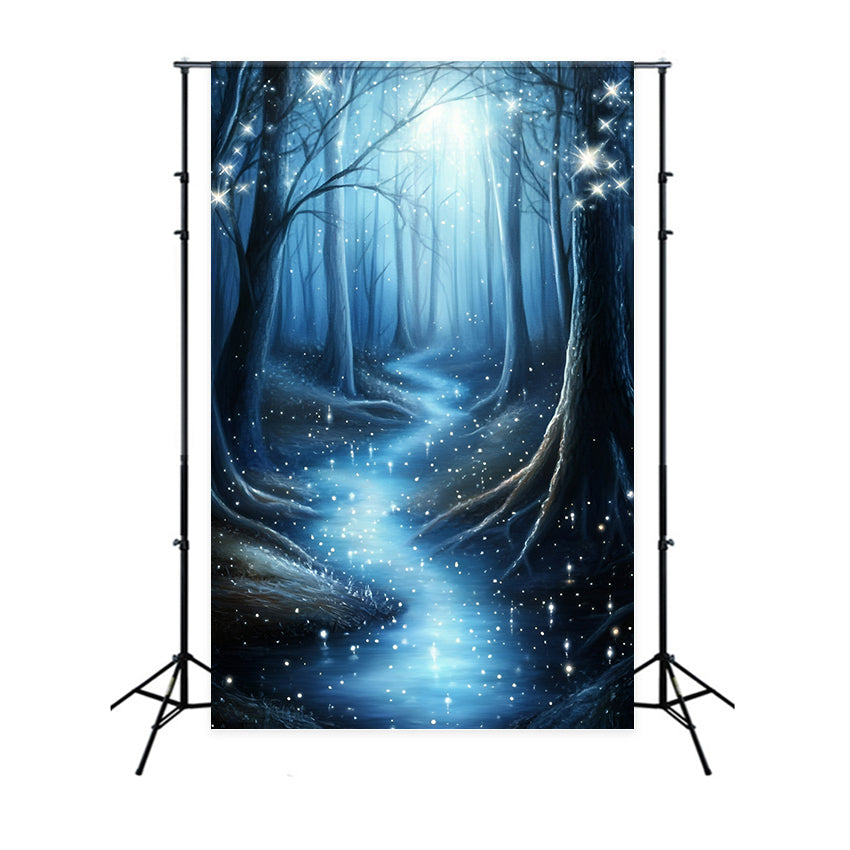 Winter Forest Backdrop Midnight Snow Sparkle Backdrop UK GQ57-163